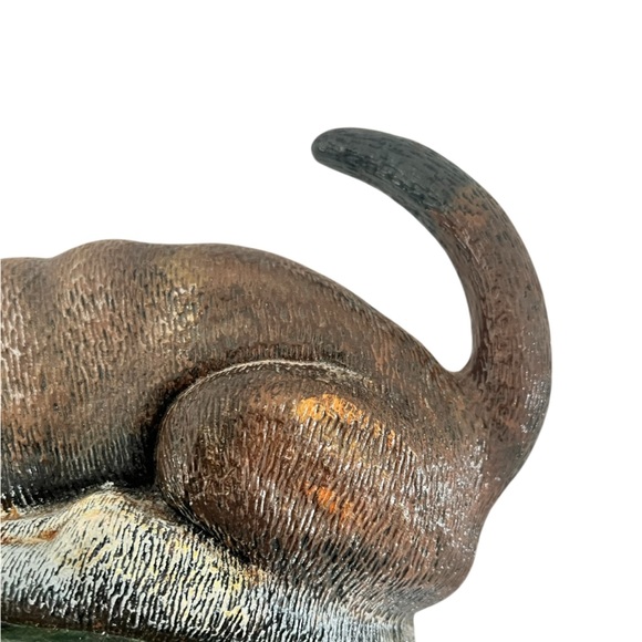 Vintage Bassett Hound Dog Cast Iron Large Doorstop upper deck Vintage Hand Paint - Picture 13 of 14